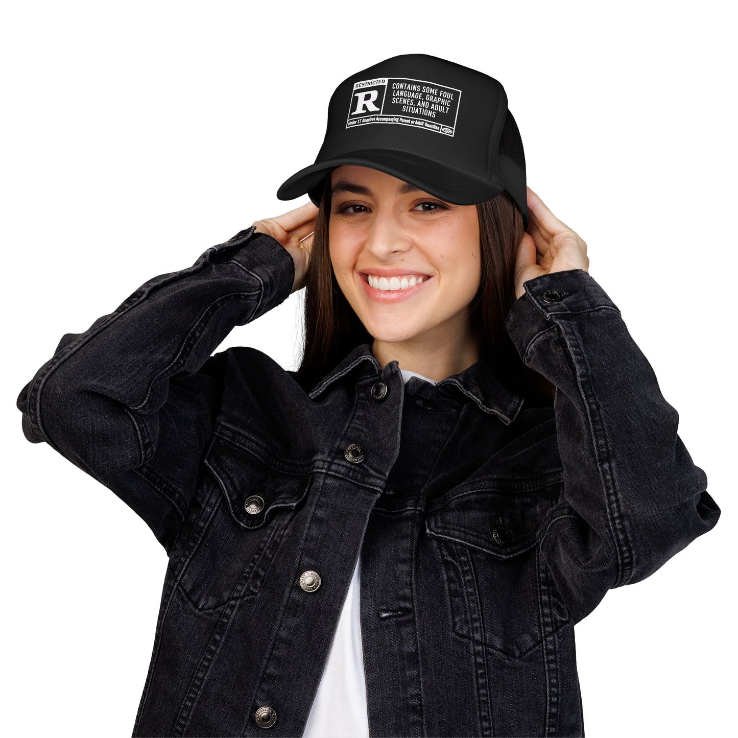 R-Rated Warning Foam Trucker Hat – 'Contains Some Foul Language' Mesh Cap