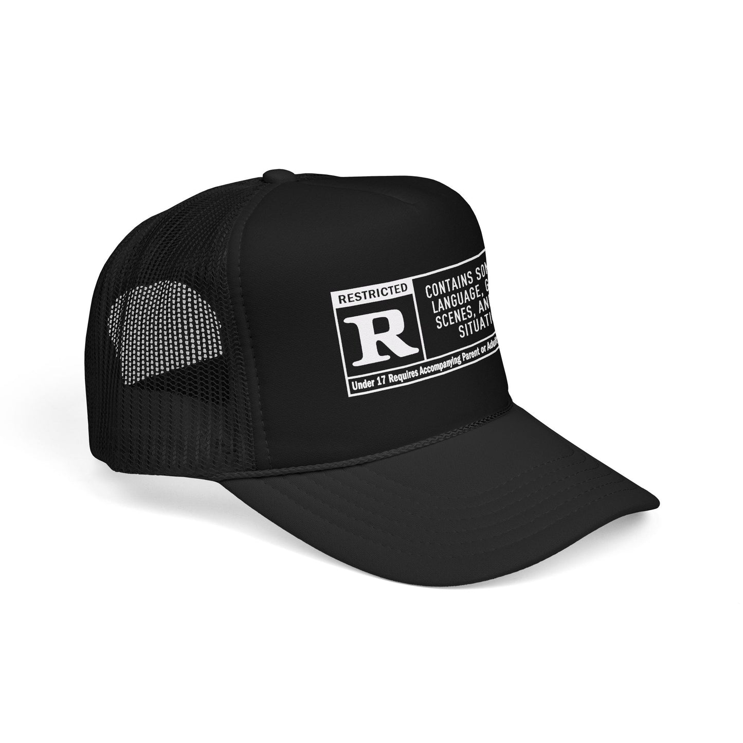 R-Rated Warning Foam Trucker Hat – 'Contains Some Foul Language' Mesh Cap