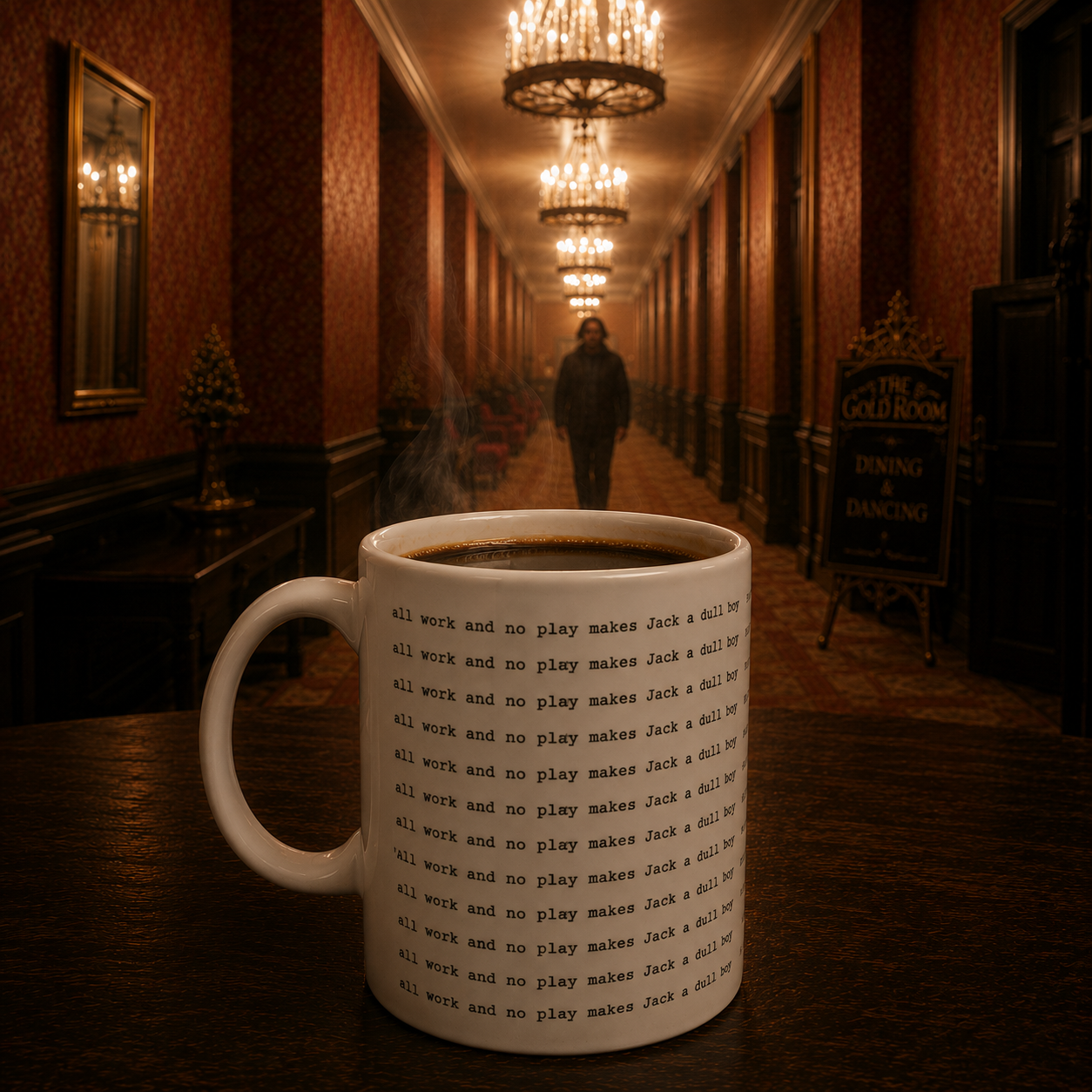 All Work and No Play Makes Jack a Dull Boy - Coffee Mug from "The Shining" movie 11oz and 15oz, 2 sided printing