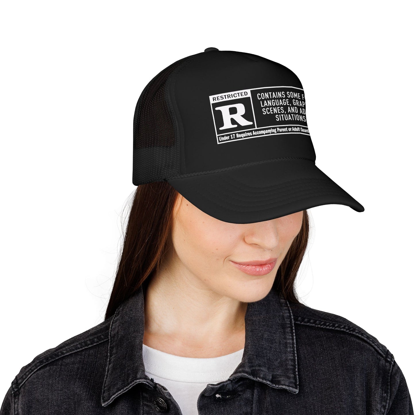R-Rated Warning Foam Trucker Hat – 'Contains Some Foul Language' Mesh Cap