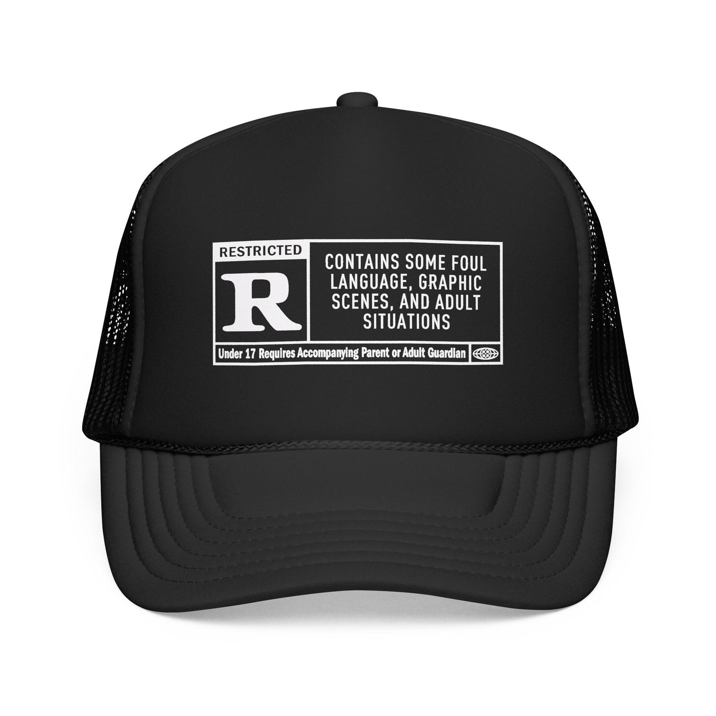 R-Rated Warning Foam Trucker Hat – 'Contains Some Foul Language' Mesh Cap